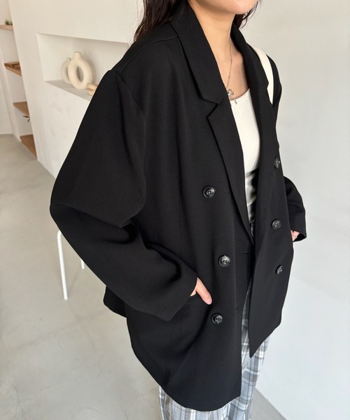 Birthday room(バースデイルーム)の「〈セットアップ対応〉オーバーサイズテーラードジャケット / over size tailored jacket(テーラードジャケット・レディース・ブラック/グレー・FREE)」の17枚目の写真