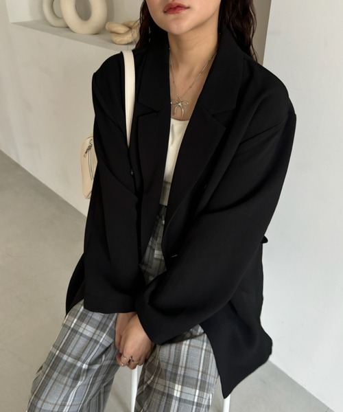 Birthday room(バースデイルーム)の「〈セットアップ対応〉オーバーサイズテーラードジャケット / over size tailored jacket(テーラードジャケット・レディース・ブラック/グレー・FREE)」の19枚目の写真