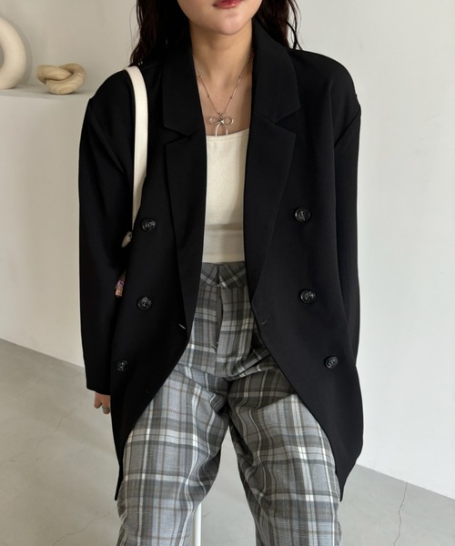 Birthday room(バースデイルーム)の「〈セットアップ対応〉オーバーサイズテーラードジャケット / over size tailored jacket(テーラードジャケット・レディース・ブラック/グレー・FREE)」の20枚目の写真