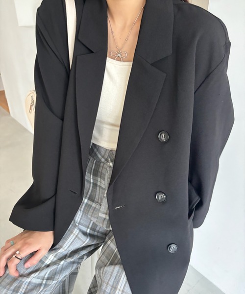 Birthday room(バースデイルーム)の「〈セットアップ対応〉オーバーサイズテーラードジャケット / over size tailored jacket(テーラードジャケット・レディース・ブラック/グレー・FREE)」の22枚目の写真