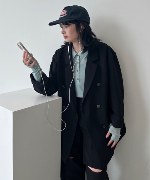 Birthday room(バースデイルーム)の「〈セットアップ対応〉オーバーサイズテーラードジャケット / over size tailored jacket(テーラードジャケット・レディース・ブラック/グレー・FREE)」の14枚目の写真