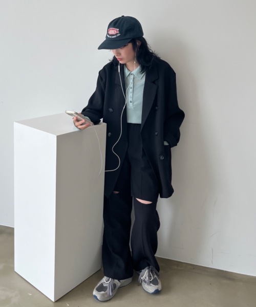 Birthday room(バースデイルーム)の「〈セットアップ対応〉オーバーサイズテーラードジャケット / over size tailored jacket(テーラードジャケット・レディース・ブラック/グレー・FREE)」の5枚目の写真