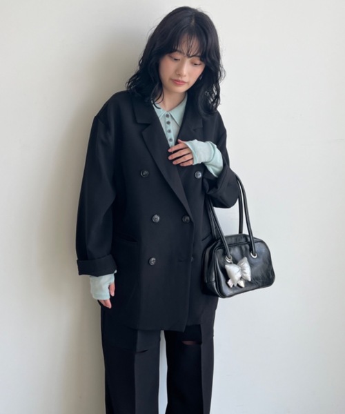 Birthday room(バースデイルーム)の「〈セットアップ対応〉オーバーサイズテーラードジャケット / over size tailored jacket(テーラードジャケット・レディース・ブラック/グレー・FREE)」の15枚目の写真