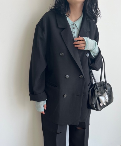 Birthday room(バースデイルーム)の「〈セットアップ対応〉オーバーサイズテーラードジャケット / over size tailored jacket(テーラードジャケット・レディース・ブラック/グレー・FREE)」の16枚目の写真