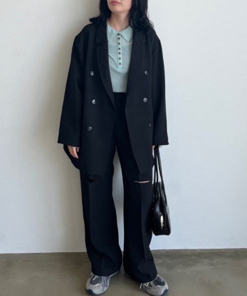 Birthday room(バースデイルーム)の「〈セットアップ対応〉オーバーサイズテーラードジャケット / over size tailored jacket(テーラードジャケット・レディース・ブラック/グレー・FREE)」の3枚目の写真