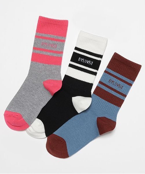 by LOVEiT（バイラビット）の「ラインクルーソックス（ソックス/靴下・キッズ・ブラック/サックスブルー/ピンク・L/M/S）」の7枚目の写真