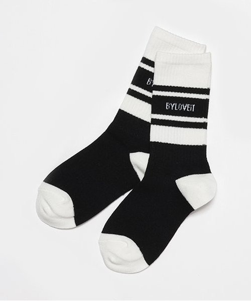 by LOVEiT（バイラビット）の「ラインクルーソックス（ソックス/靴下・キッズ・ブラック/サックスブルー/ピンク・L/M/S）」の2枚目の写真