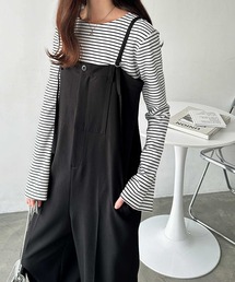 GeeRA（ジーラ）の「とろみ素材ワンボタンベアオールインワン（サロペット/オーバーオール）」