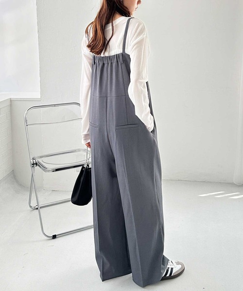 セール】とろみ素材ワンボタンベアオールインワン（サロペット