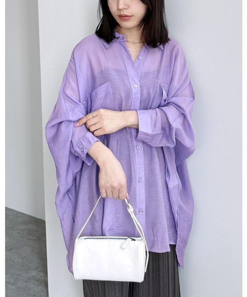 reca（レカ）の「シアードルマンシャツ（シャツ/ブラウス・レディース・ブラック/ブラウン/キャメル/ダークベージュ/グレー/グレイッシュベージュ/カーキ/ワイン/グリーン/ミント/ラベンダー・M）」の9枚目の写真