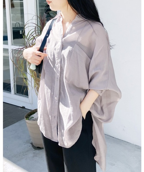 reca(レカ)の「シアードルマンシャツ(シャツ/ブラウス・レディース・ブラック/ブラウン/キャメル/ダークベージュ/グレー/グレイッシュベージュ/カーキ/ワイン/グリーン/ミント/ラベンダー・M)」の3枚目の写真