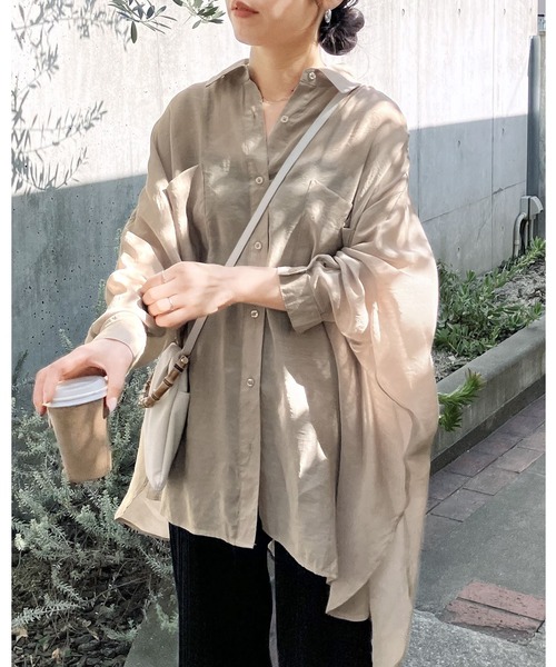 reca(レカ)の「シアードルマンシャツ(シャツ/ブラウス・レディース・ブラック/ブラウン/キャメル/ダークベージュ/グレー/グレイッシュベージュ/カーキ/ワイン/グリーン/ミント/ラベンダー・M)」の5枚目の写真