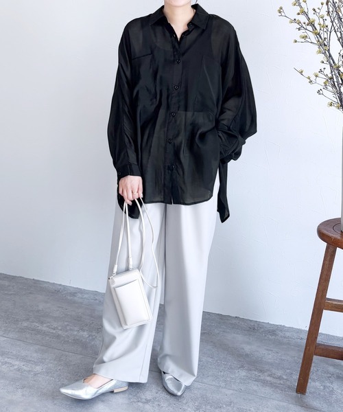 reca(レカ)の「シアードルマンシャツ(シャツ/ブラウス・レディース・ブラック/ブラウン/キャメル/ダークベージュ/グレー/グレイッシュベージュ/カーキ/ワイン/グリーン/ミント/ラベンダー・M)」の13枚目の写真