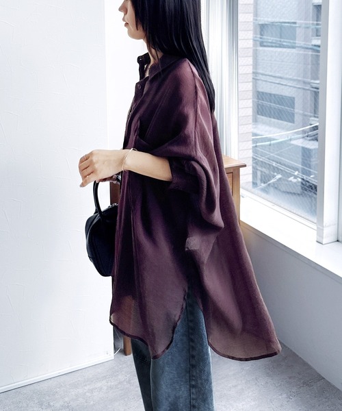 reca(レカ)の「シアードルマンシャツ(シャツ/ブラウス・レディース・ブラック/ブラウン/キャメル/ダークベージュ/グレー/グレイッシュベージュ/カーキ/ワイン/グリーン/ミント/ラベンダー/パープル・M)」の15枚目の写真