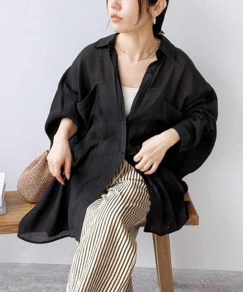 reca（レカ）の「シアードルマンシャツ（シャツ/ブラウス・レディース・ブラック/ブラウン/キャメル/ダークベージュ/グレー/グレイッシュベージュ/カーキ/ワイン/グリーン/ミント/ラベンダー・M）」の15枚目の写真