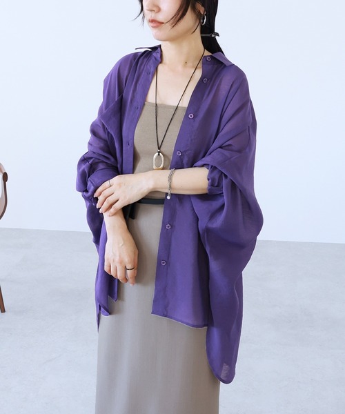 reca(レカ)の「シアードルマンシャツ(シャツ/ブラウス・レディース・ブラック/ブラウン/キャメル/ダークベージュ/グレー/グレイッシュベージュ/カーキ/ワイン/グリーン/ミント/ラベンダー/パープル・M)」の17枚目の写真
