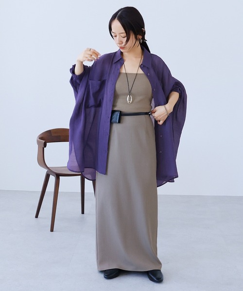 reca(レカ)の「シアードルマンシャツ(シャツ/ブラウス・レディース・ブラック/ブラウン/キャメル/ダークベージュ/グレー/グレイッシュベージュ/カーキ/ワイン/グリーン/ミント/ラベンダー/パープル・M)」の18枚目の写真