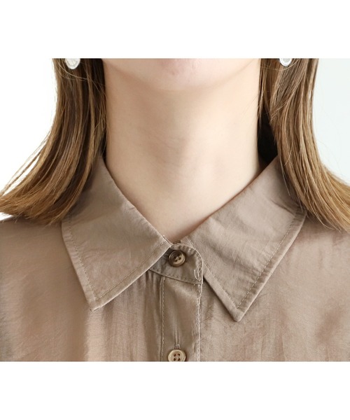 reca(レカ)の「シアードルマンシャツ(シャツ/ブラウス・レディース・ブラック/ブラウン/キャメル/ダークベージュ/グレー/グレイッシュベージュ/カーキ/ワイン/グリーン/ミント/ラベンダー・M)」の20枚目の写真