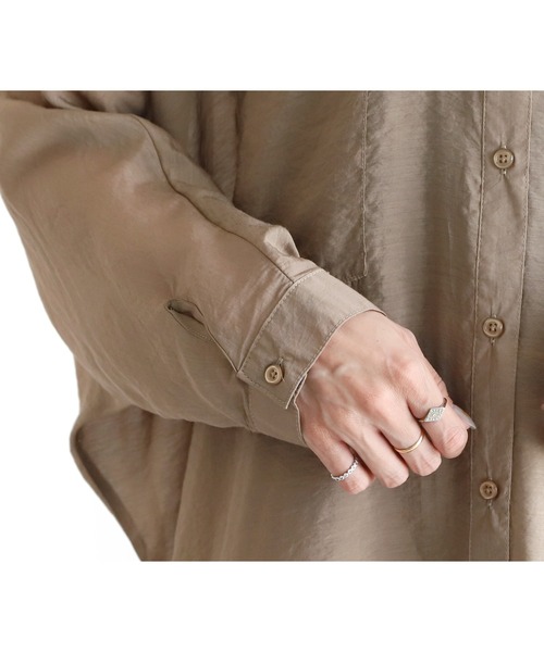 reca(レカ)の「シアードルマンシャツ(シャツ/ブラウス・レディース・ブラック/ブラウン/キャメル/ダークベージュ/グレー/グレイッシュベージュ/カーキ/ワイン/グリーン/ミント/ラベンダー・M)」の22枚目の写真