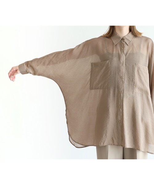 reca（レカ）の「シアードルマンシャツ（シャツ/ブラウス・レディース・ブラック/ブラウン/キャメル/ダークベージュ/グレー/グレイッシュベージュ/カーキ/ワイン/グリーン/ミント/ラベンダー・M）」の22枚目の写真