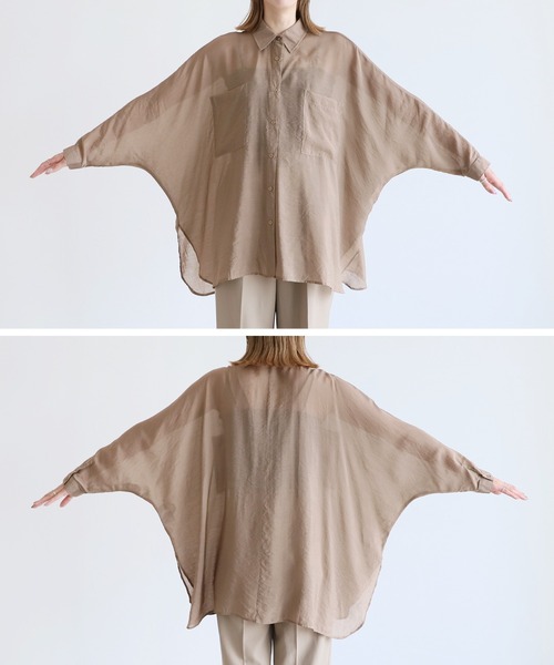 reca(レカ)の「シアードルマンシャツ(シャツ/ブラウス・レディース・ブラック/ブラウン/キャメル/ダークベージュ/グレー/グレイッシュベージュ/カーキ/ワイン/グリーン/ミント/ラベンダー・M)」の17枚目の写真