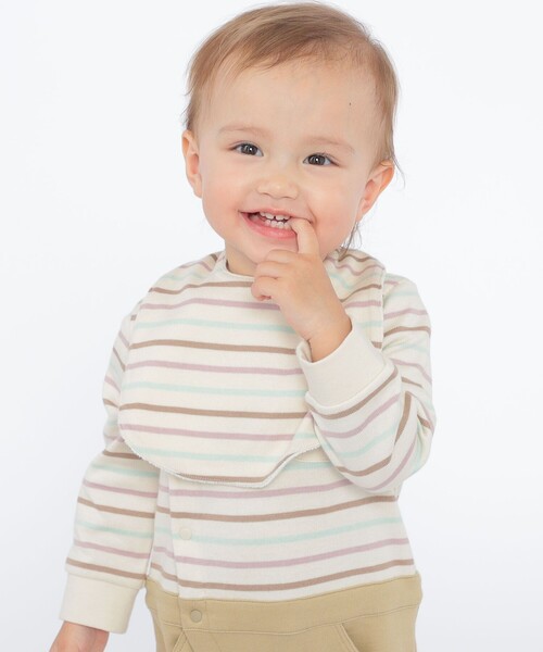 SHIPS（シップス）の「SHIPS KIDS:オーガニック コットン ボーダー スタイ（スタイ/よだれかけ・キッズ・オフホワイト/ピンク/ネイビー・ONE SIZE）」の4枚目の写真