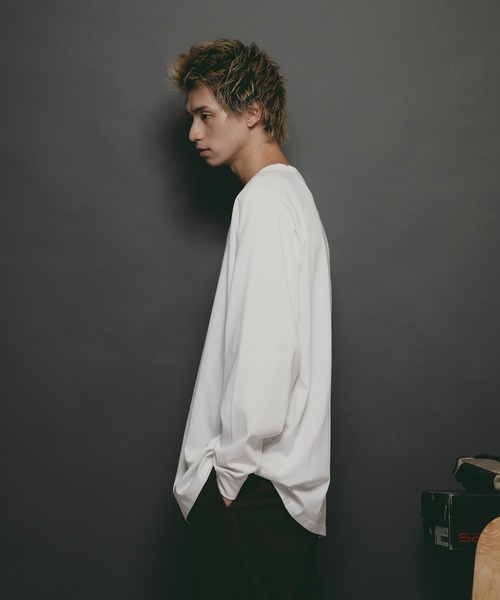 SAVIER(サビアー)の「【SAVIER/サビアー】ルーズフィットラグランロンT(Tシャツ/カットソー・メンズ・ブラック/ホワイト・LARGE/MEDIUM)」の4枚目の写真