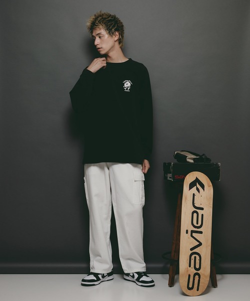 SAVIER(サビアー)の「【SAVIER/サビアー】ルーズフィットラグランロンT(Tシャツ/カットソー・メンズ・ブラック/ホワイト・LARGE/MEDIUM)」の11枚目の写真