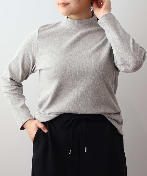 MB mint breeze(エムビーミントブリーズ)の「【L~6L 大きいサイズ】【吸湿・発熱】テレコタートルネックTシャツ(Tシャツ/カットソー・レディース・ライトグレー/ブラック/ピンク・LL/3L/4L/5L/6L/L)」の3枚目の写真