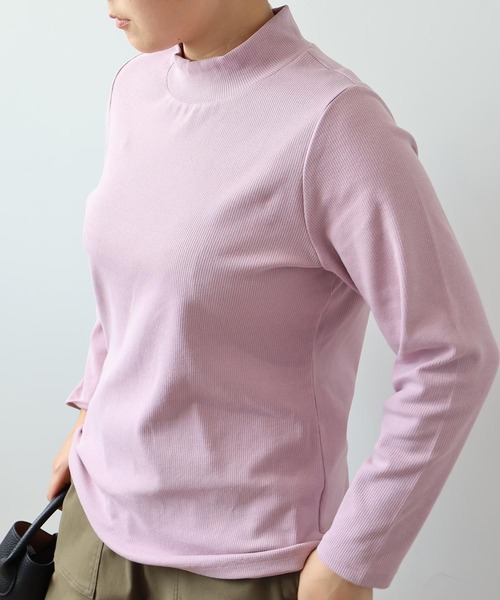 MB mint breeze(エムビーミントブリーズ)の「【L~6L 大きいサイズ】【吸湿・発熱】テレコタートルネックTシャツ(Tシャツ/カットソー・レディース・ライトグレー/ブラック/ピンク・LL/3L/4L/5L/6L/L)」の4枚目の写真