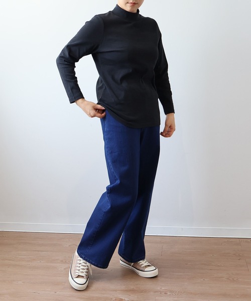 MB mint breeze(エムビーミントブリーズ)の「【L~6L 大きいサイズ】【吸湿・発熱】テレコタートルネックTシャツ(Tシャツ/カットソー・レディース・ライトグレー/ブラック/ピンク・LL/3L/4L/5L/6L/L)」の5枚目の写真