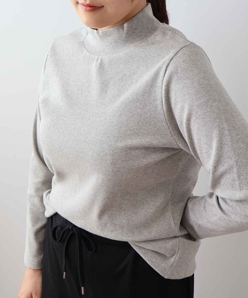 MB mint breeze(エムビーミントブリーズ)の「【L~6L 大きいサイズ】【吸湿・発熱】テレコタートルネックTシャツ(Tシャツ/カットソー・レディース・ライトグレー/ブラック/ピンク・LL/3L/4L/5L/6L/L)」の8枚目の写真