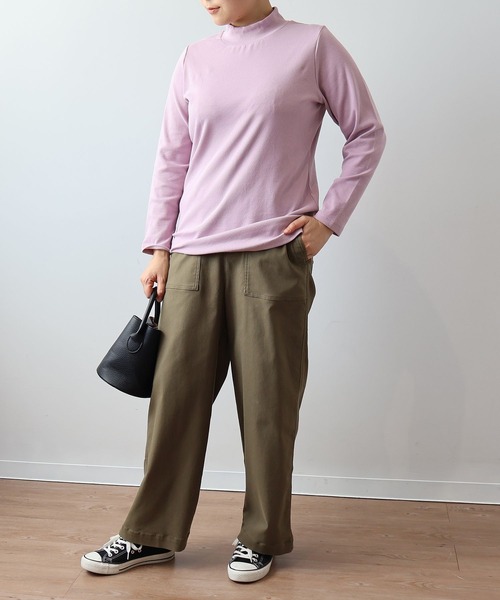 MB mint breeze(エムビーミントブリーズ)の「【L~6L 大きいサイズ】【吸湿・発熱】テレコタートルネックTシャツ(Tシャツ/カットソー・レディース・ライトグレー/ブラック/ピンク・LL/3L/4L/5L/6L/L)」の9枚目の写真