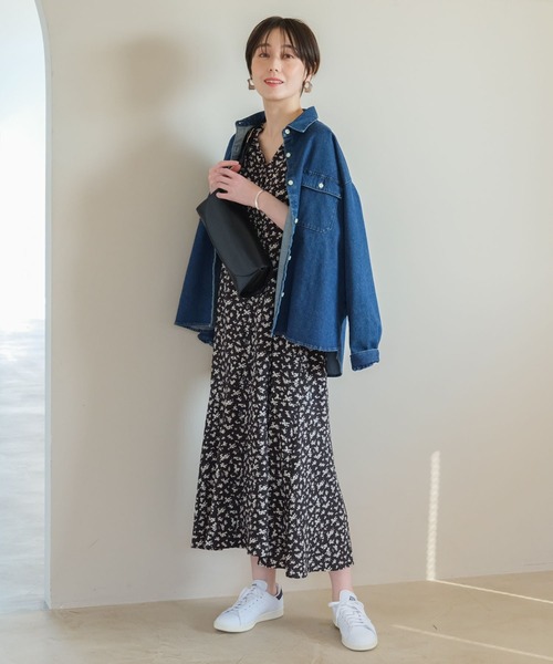 Elura（エルーラ）の「＜低身長サイズあり＞2WAYフラワープリントワンピース144314（ワンピース・レディース・ブラック/ネイビー/ブラック系その他/ダークネイビー・MEDIUM/FREE(S)/LARGE）」の7枚目の写真