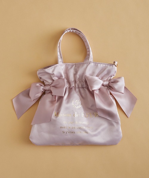Maison de FLEUR(メゾンドフルール)の「ダブルリボン2Wayトートバッグ(ショルダーバッグ・レディース・ピンク系その他3/ネイビー/ピンク/ブラック・FREE)」の3枚目の写真