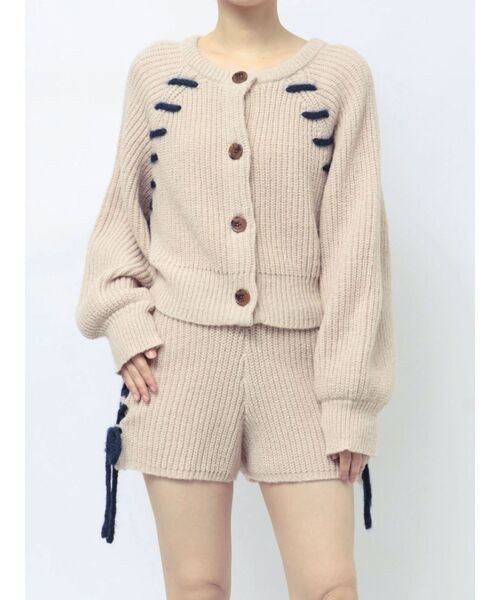 jouetie(ジュエティ)の「バイカラーステッチニットカーディガン【セットアップ対応】(カーディガン/ボレロ・レディース・アイボリー/ブラック/レッド・MEDIUM)」の19枚目の写真