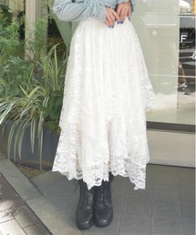 axes femme | ペチ付イレヘムレーススカート(スカート)