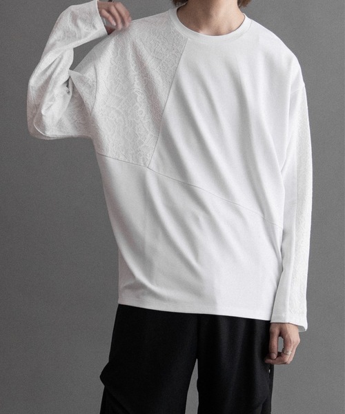 PHILTHEORY（フィルセオリー）の「Lace switch cut-sew/レーススイッチカットソー（Tシャツ/カットソー・メンズ・ブラック/ホワイト・2/1/3）」の7枚目の写真