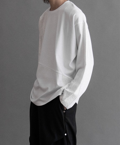 PHILTHEORY（フィルセオリー）の「Lace switch cut-sew/レーススイッチカットソー（Tシャツ/カットソー・メンズ・ブラック/ホワイト・2/1/3）」の8枚目の写真