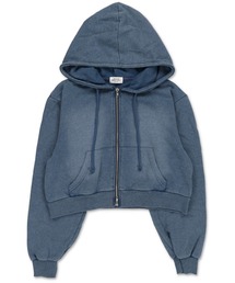 パウダー加工 Wジップショート丈スウェット