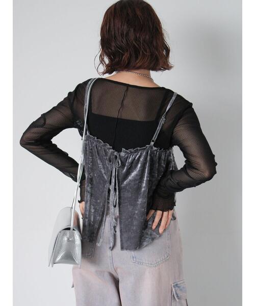 ehka sopo（エヘカソポ）の「前後2WAYチュールベロアビスチェ（Tシャツ/カットソー・レディース・グレー/ベージュ/ブラック・F）」の8枚目の写真