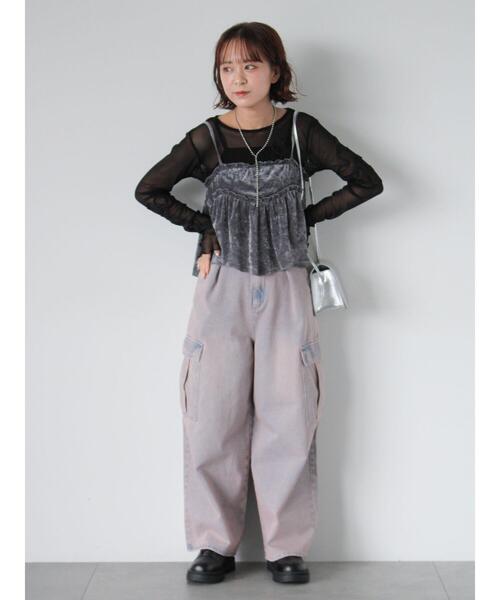 ehka sopo（エヘカソポ）の「前後2WAYチュールベロアビスチェ（Tシャツ/カットソー・レディース・グレー/ベージュ/ブラック・F）」の9枚目の写真