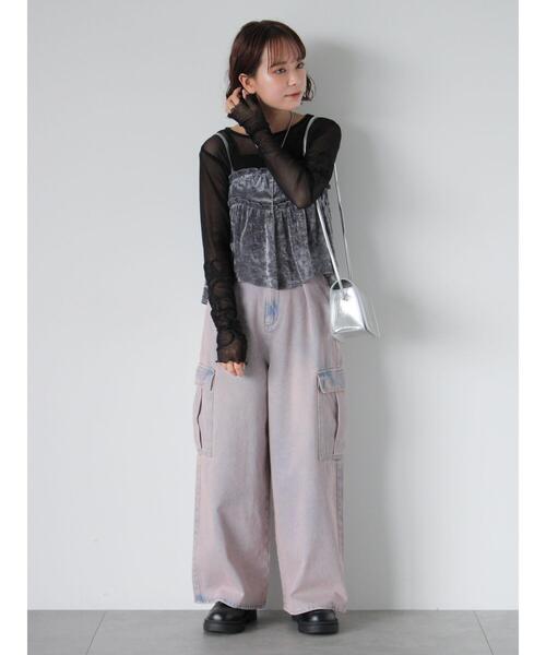 ehka sopo（エヘカソポ）の「前後2WAYチュールベロアビスチェ（Tシャツ/カットソー・レディース・グレー/ベージュ/ブラック・F）」の10枚目の写真