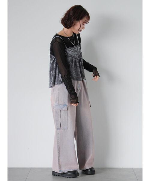 ehka sopo（エヘカソポ）の「前後2WAYチュールベロアビスチェ（Tシャツ/カットソー・レディース・グレー/ベージュ/ブラック・F）」の11枚目の写真