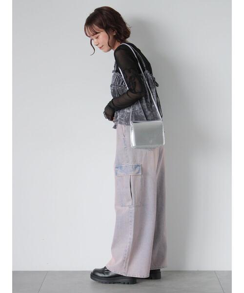 ehka sopo（エヘカソポ）の「前後2WAYチュールベロアビスチェ（Tシャツ/カットソー・レディース・グレー/ベージュ/ブラック・F）」の12枚目の写真