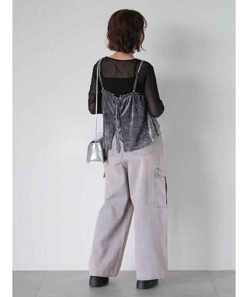 ehka sopo（エヘカソポ）の「前後2WAYチュールベロアビスチェ（Tシャツ/カットソー・レディース・グレー/ベージュ/ブラック・F）」の13枚目の写真