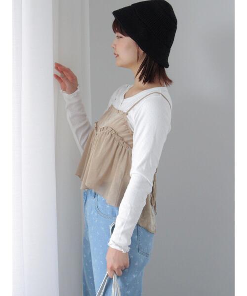 ehka sopo（エヘカソポ）の「前後2WAYチュールベロアビスチェ（Tシャツ/カットソー・レディース・グレー/ベージュ/ブラック・F）」の16枚目の写真