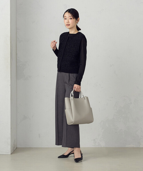 COMME CA MODELS（コムサモデルズ）の「シャンブレー センタープレス ワイドパンツ（その他パンツ・レディース・チャコール/ブラック・X-SMALL/SMALL/MEDIUM/LARGE/X-LARGE）」の4枚目の写真