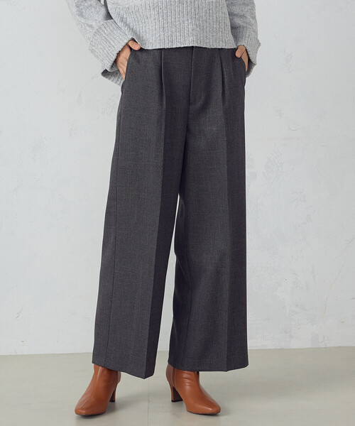 COMME CA MODELS（コムサモデルズ）の「シャンブレー センタープレス ワイドパンツ（その他パンツ・レディース・チャコール/ブラック・X-SMALL/SMALL/MEDIUM/LARGE/X-LARGE）」の8枚目の写真