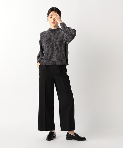 COMME CA MODELS（コムサモデルズ）の「シャンブレー センタープレス ワイドパンツ（その他パンツ・レディース・チャコール/ブラック・X-SMALL/SMALL/MEDIUM/LARGE/X-LARGE）」の9枚目の写真